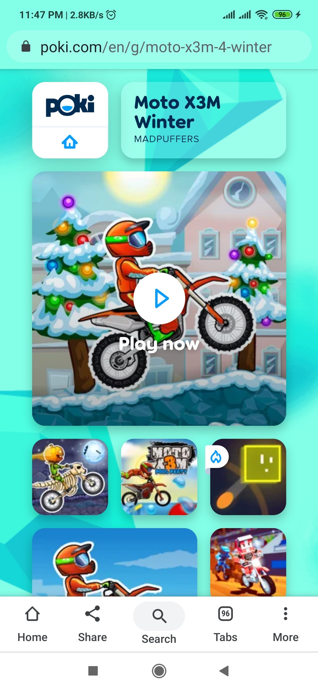 Play Game without dowmloading (Moto X3M Winter)